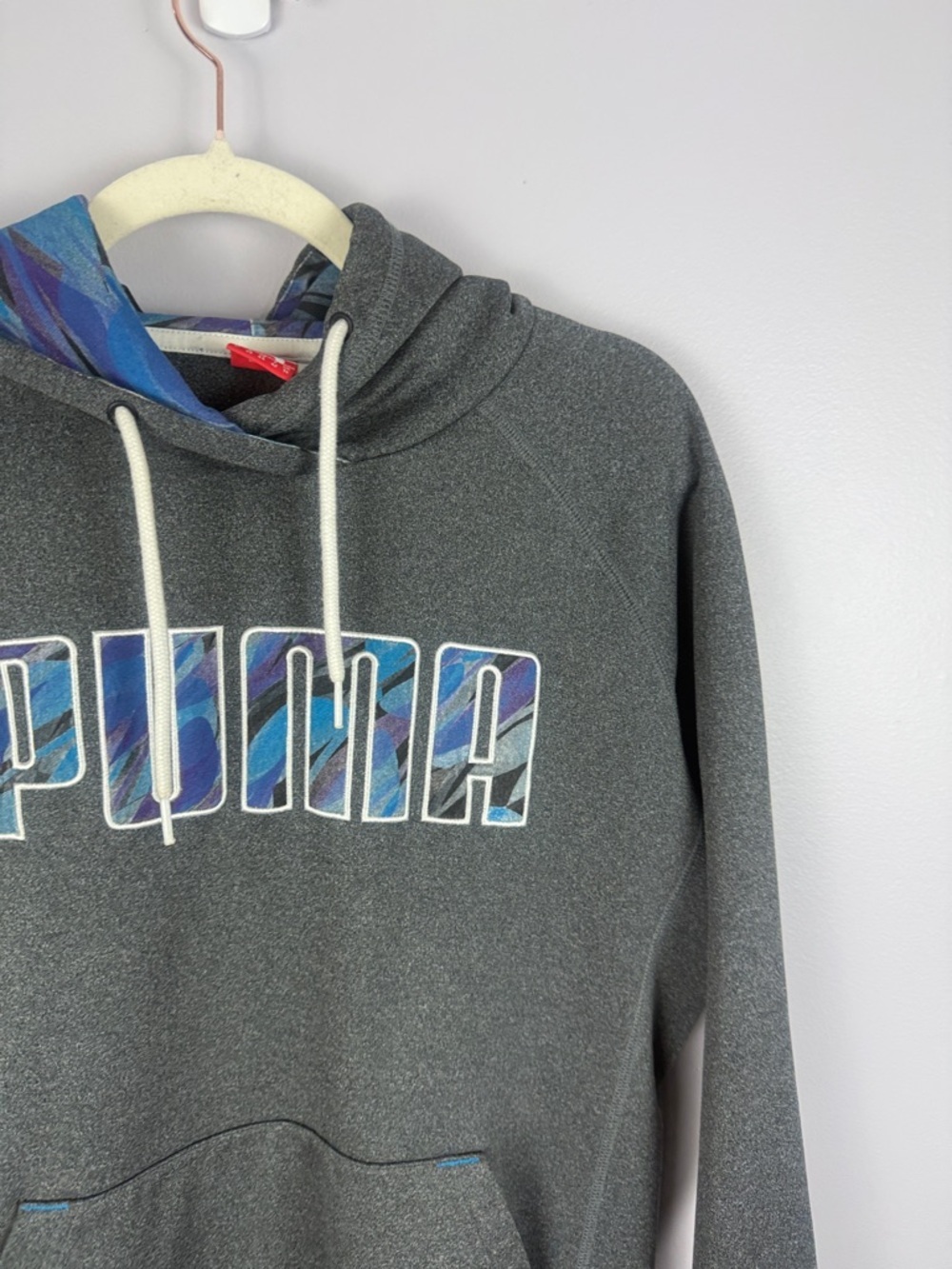 Puma Warm Cell Technical Pullover Hoodie - Heather Charcoal & Blue Women's Large - Picture 7 of 15